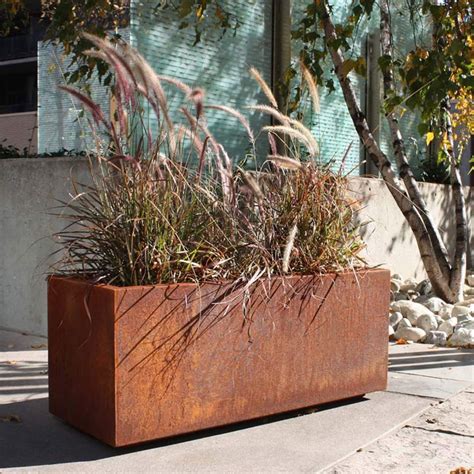 veradek metallic series long box planter black|corten steel veradek arrangement picture.